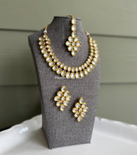 Load image into Gallery viewer, Kundan Layered Necklace set back side meenakari with Maangtikka
