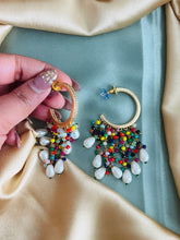 Load image into Gallery viewer, Beads Pearl Hoop long Ethnic Earrings
