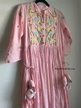 Load image into Gallery viewer, Pink Multicolor Thread Embroidery Long Dress Women Clothing
