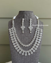 Load image into Gallery viewer, Silver Designer Layered American Diamond cz Necklace set
