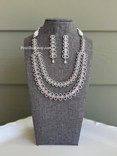 Load image into Gallery viewer, Silver Two Layered American Diamond cz Necklace set
