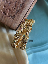 Load image into Gallery viewer, Set of 2 Bangles Lakshmi ji Ruby green stone gold finish
