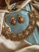 Load image into Gallery viewer, Lakshmi ji Elephant Carved Golden Temple Necklace set
