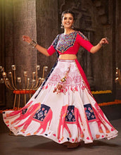 Load image into Gallery viewer, V8 2343 PRE ORDER White Rayon Printed elephant Navratri lehenga choli
