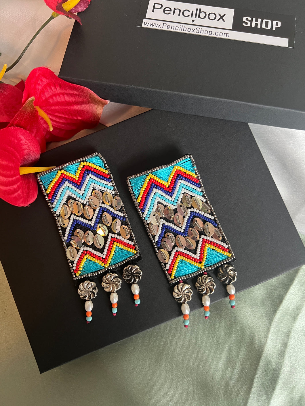 Handmade Multicolor Beads Pearl Statement Earrings
