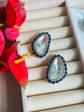 Load image into Gallery viewer, Designer uncut kundan silver Foiled Stud earrings
