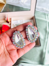 Load image into Gallery viewer, Designer uncut kundan silver Foiled Stud earrings
