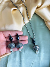 Load image into Gallery viewer, German silver Stone Ghungroo Ball  Pendant Set necklace set
