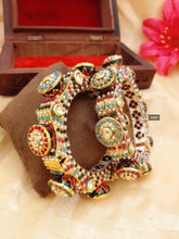 Load image into Gallery viewer, Statement Kundan Meenakari Jadau Kundan Rajasthani Openable Single Bangle
