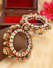 Load image into Gallery viewer, Meenakari Jadau Kundan Rajasthani Openable Single Bangle
