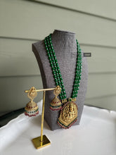 Load image into Gallery viewer, Semi Precious Beads mala Lakshmi Ji Long Necklace set Temple Jewelry
