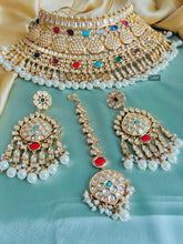 Load image into Gallery viewer, 22k gold plated Tayani Multicolor Choker Bridal Necklace set

