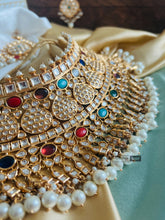 Load image into Gallery viewer, 22k gold plated Tayani Multicolor Choker Bridal Necklace set

