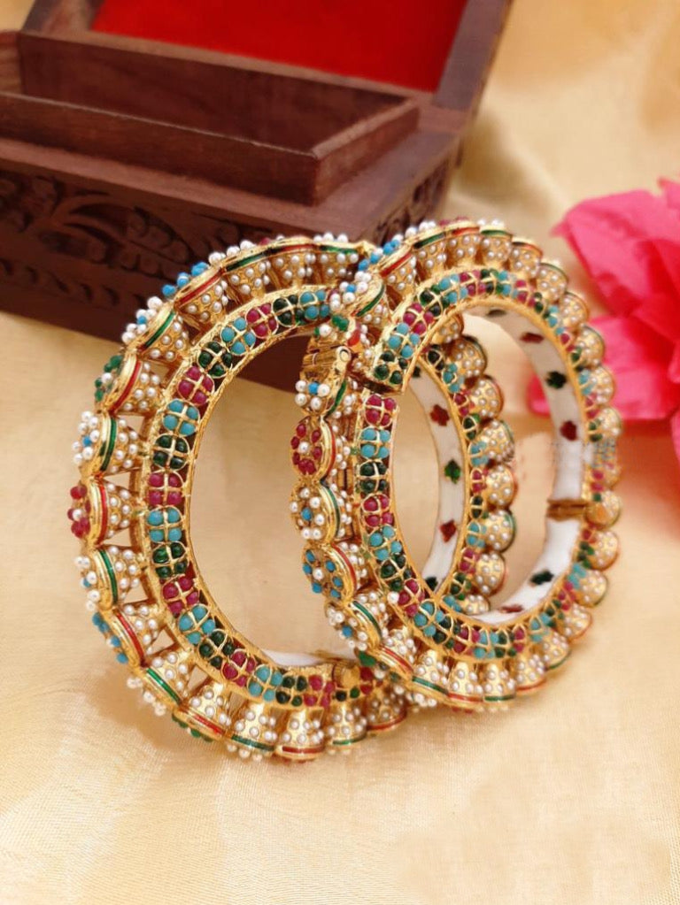 Simple Jadau Kundan Rajasthani Openable Single Bangle