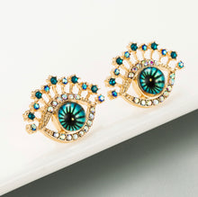 Load image into Gallery viewer, Evil Eye Blue Rhinestone Small Stud Earrings IDW
