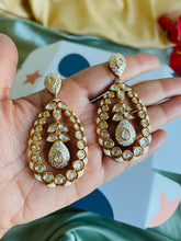 Load image into Gallery viewer, Green Tayani statement 18k Gold plated Dangling Earrings
