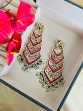 Load image into Gallery viewer, Pachi Kundan Brass Long Statement Designer Earrings
