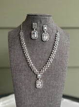 Load image into Gallery viewer, Silver Simple dainty Single Line American Diamond Necklace set
