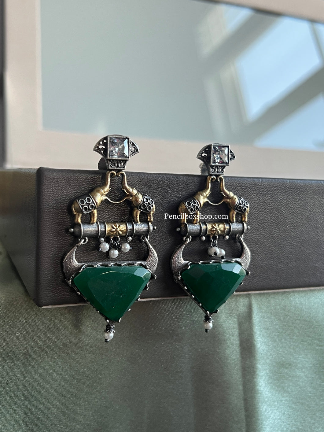 Elephant Medium German Silver dual Tone earrings