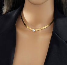 Load image into Gallery viewer, 18k gold plated titanium steel Stainless steel Rhinestone choker  Necklace set IDW
