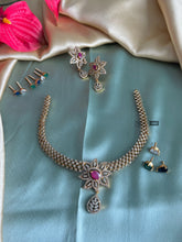 Load image into Gallery viewer, Changeable Multicolor Flower cz ethnic Necklace set

