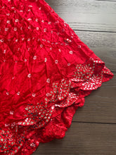 Load image into Gallery viewer, Georgette Foil Mirror Work Border Red Bandhani dupatta
