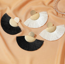 Load image into Gallery viewer, Golden studed tassel earrings IDW
