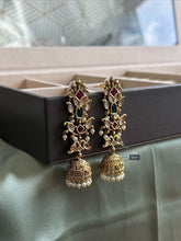 Load image into Gallery viewer, Golden Kundan Pearl Long Ethnic  earrings
