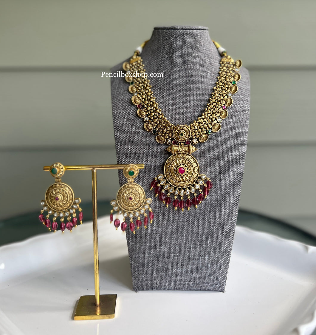 Multicolor gold finish antique beads  Necklace set