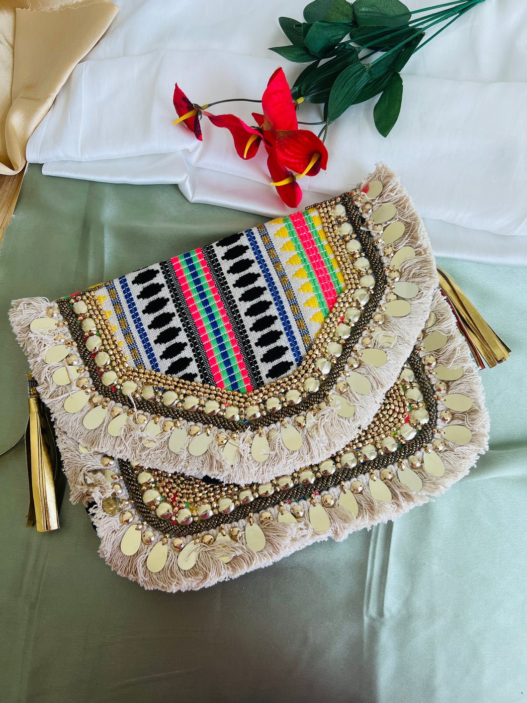Bohemian Handmade Embroidery Large Colorful Sling bag