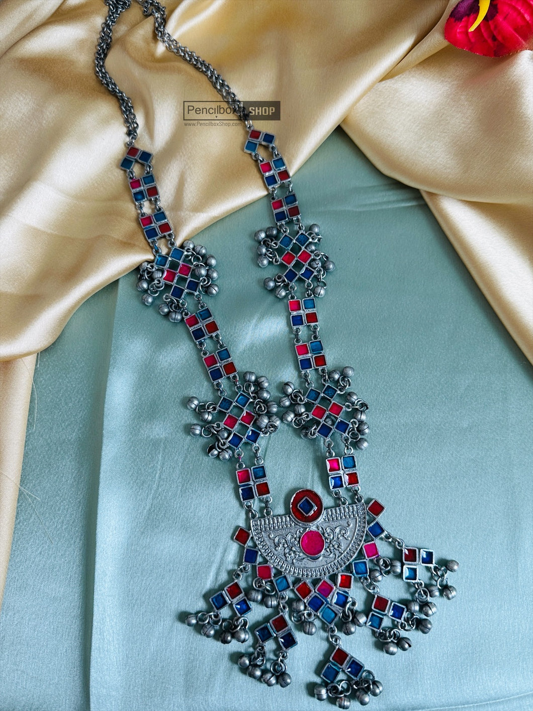 Grand Multicolor Ghungroo Oxidised Afghani Ghungroo Necklace set