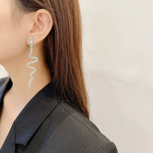 Load image into Gallery viewer, Snake shaped Rhinestone Long Statement Earrings IDW
