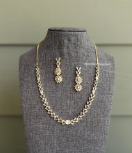 Load image into Gallery viewer, Golden Simple dainty Single Line American Diamond Necklace set
