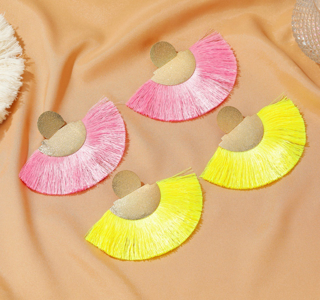 Golden studed tassel earrings IDW