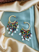 Load image into Gallery viewer, Beads Pearl Hoop long Ethnic Earrings
