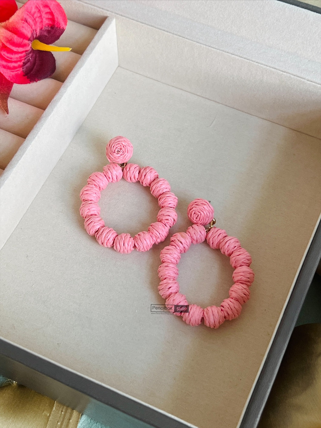 Round Pink ball  Earrings IDW