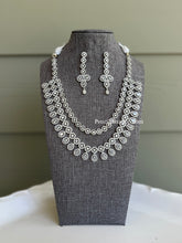 Load image into Gallery viewer, Silver Designer Layered American Diamond cz Necklace set
