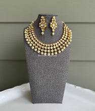 Load image into Gallery viewer, Three Layered Kundan Necklace set back side meenakari
