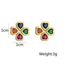 Load image into Gallery viewer, Multicolor Flower Gold plated Tiny Small Stud earrings IDW
