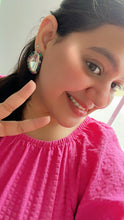 Load image into Gallery viewer, Designer uncut kundan silver Foiled Stud earrings
