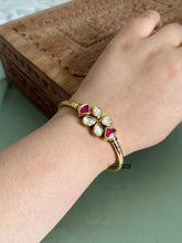 Load image into Gallery viewer, Kundan Back Meenakari Ruby Openable bangle kada
