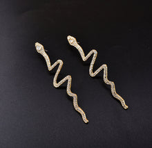 Load image into Gallery viewer, Snake shaped Rhinestone Long Statement Earrings IDW
