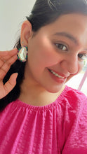 Load image into Gallery viewer, Designer uncut kundan silver Foiled Stud earrings
