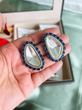 Load image into Gallery viewer, Designer uncut kundan silver Foiled Stud earrings
