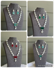 Load image into Gallery viewer, Uncut Kundan Statement Cz Silver Foiled Necklace set
