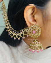 Load image into Gallery viewer, Polki jhumki Beads Sahara Earrings with tassel Beads
