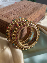 Load image into Gallery viewer, Set of 2 Amarpali Multicolor  Stone Openable gold finish
