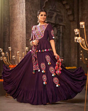 Load image into Gallery viewer, V8 2347 PRE ORDER Purple Embroidery Navratri lehenga choli

