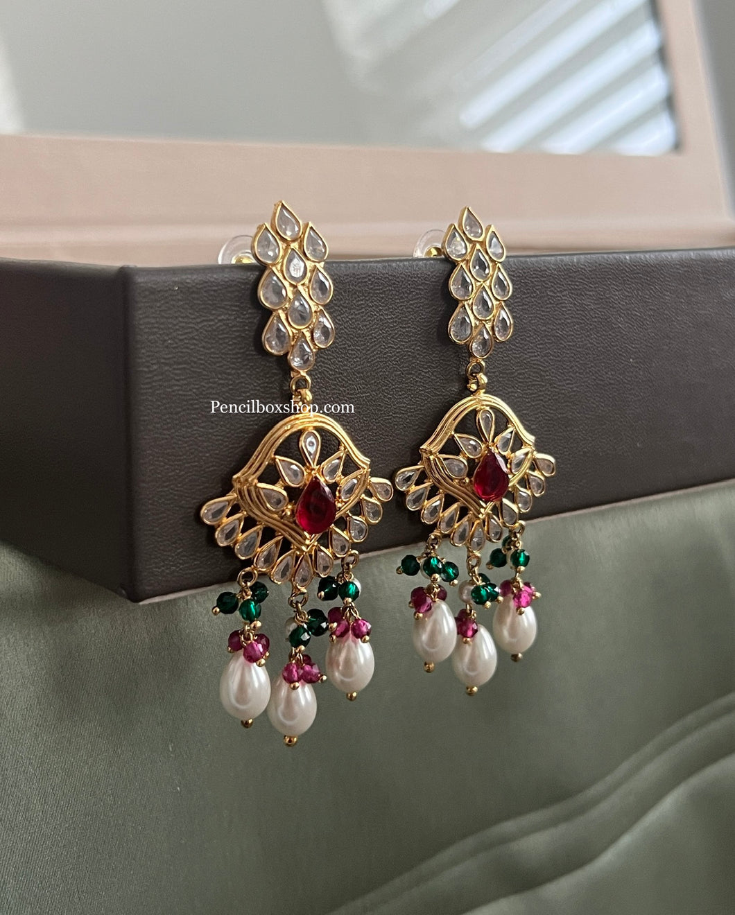 14k Gold plated Multicolor Drop Temple earrings
