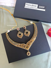 Load image into Gallery viewer, Multicolor Cz Floral Golden Finish Necklace set
